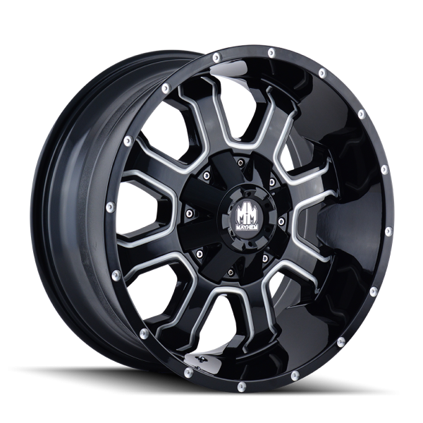 MAYHEM FIERCE 8103 GLOSS BLACK MILLED 20X9 8-180 18MM 124.1MM For Cheap