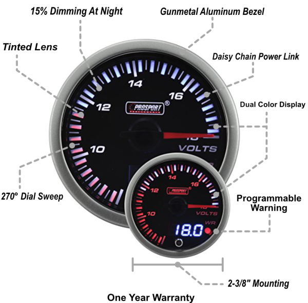 2-3 8  JDM Electrical Volt Gauge Online Hot Sale