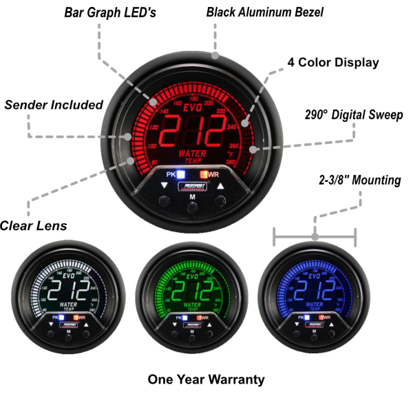 2-3 8  Premium Evo Electrical Water Temperature Gauge Online now