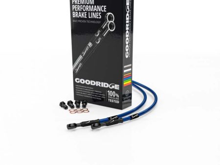 Goodridge 03-16 Suzuki SV650 SV650S Electric Blue Rear SS Brake Lines w Black Fittings Online Sale