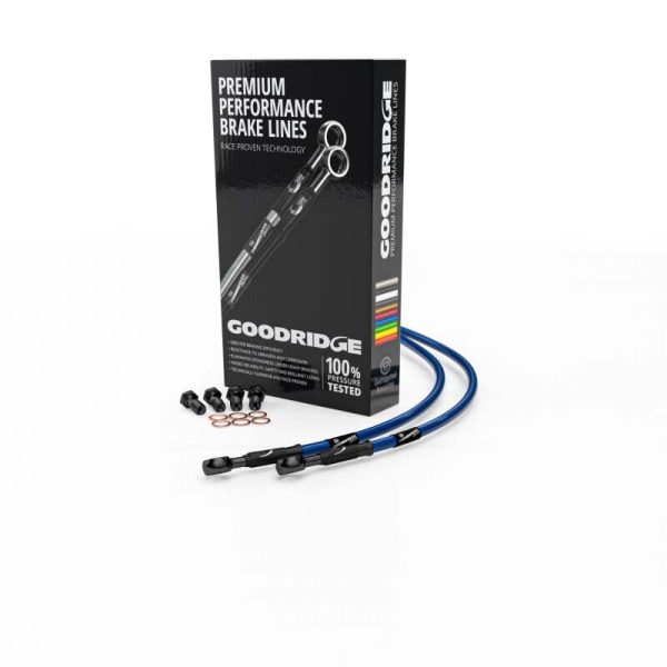 Goodridge 03-16 Suzuki SV650 SV650S Electric Blue Rear SS Brake Lines w Black Fittings Online Sale