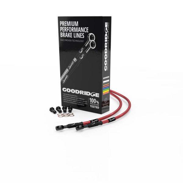 Goodridge 03-16 Suzuki SV650 SV650S Red Rear SS Brake Lines w Black Fittings on Sale