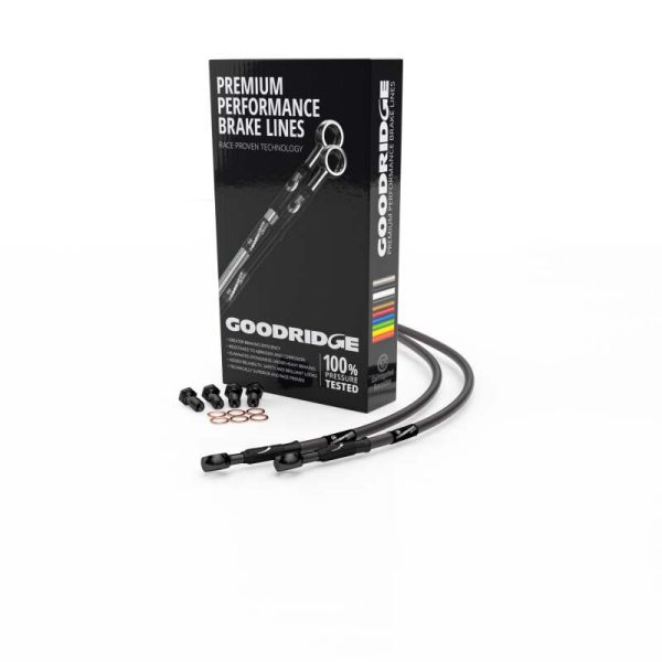 Goodridge Suzuki GSXR600 750 K4-K5 Carbon Rear SS Brake Lines w Black Fittings on Sale