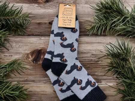 1 Pair Jess & Lou Dashing Dachshunds Ribbed Womens Socks For Sale