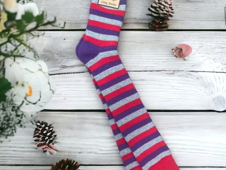 1 Pair Jess & Lou Sassy Striped Knee High Womens Welly Socks Fashion