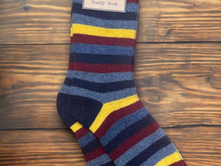 1 Pair Jess & Lou Jasper Multi Striped Mens Socks For Sale